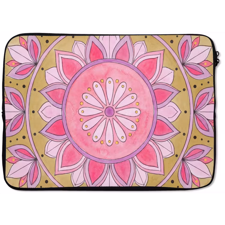 Mandala - Patroon - Kunst - Aquarel - Roze laptophoes neopreen klein -zkaufland3dotto