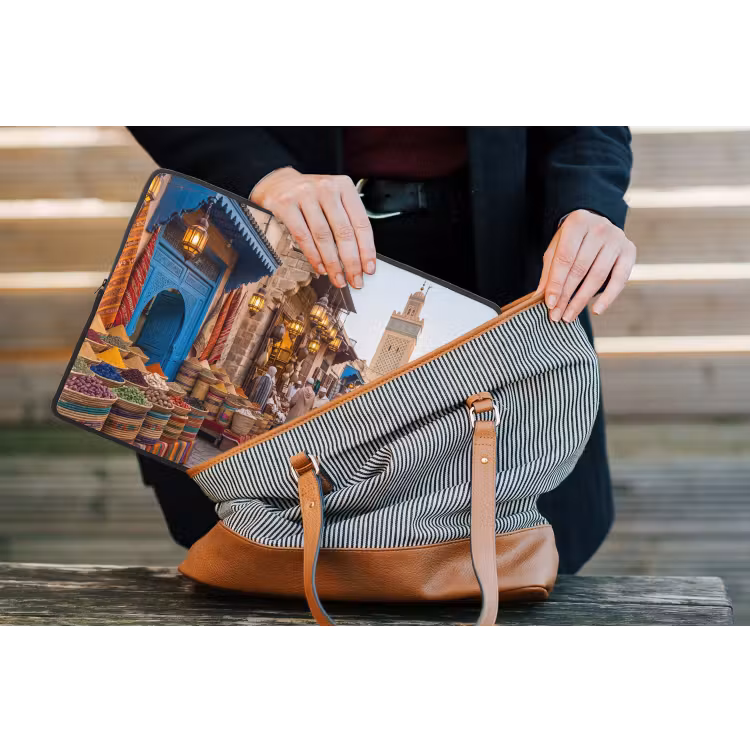 Laptophoes Markt - Oosters - Kleurrijk - Markt - Oosters - Kleurrijk laptophoes neopreen klein