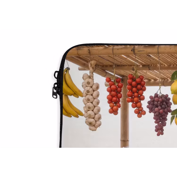Laptophoes Marktkraam - Fruit - Vers - Marktkraam - Fruit - Vers laptophoes neopreen klein