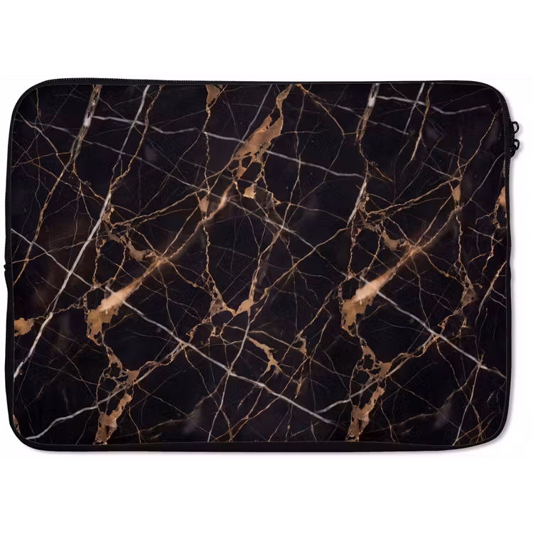 Marmer - Goud - Abstract - Zwart laptophoes neopreen klein -zkaufland3dotto