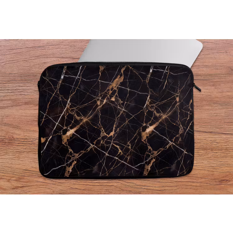 Marmer - Goud - Abstract - Zwart laptophoes neopreen klein -tafel