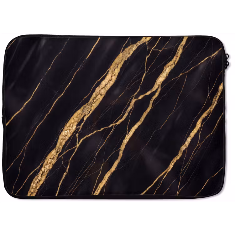Marmer - Goud - Textuur - Abstract - Zwart laptophoes neopreen klein -zkaufland3dotto