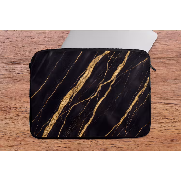 Marmer - Goud - Textuur - Abstract - Zwart laptophoes neopreen klein -tafel