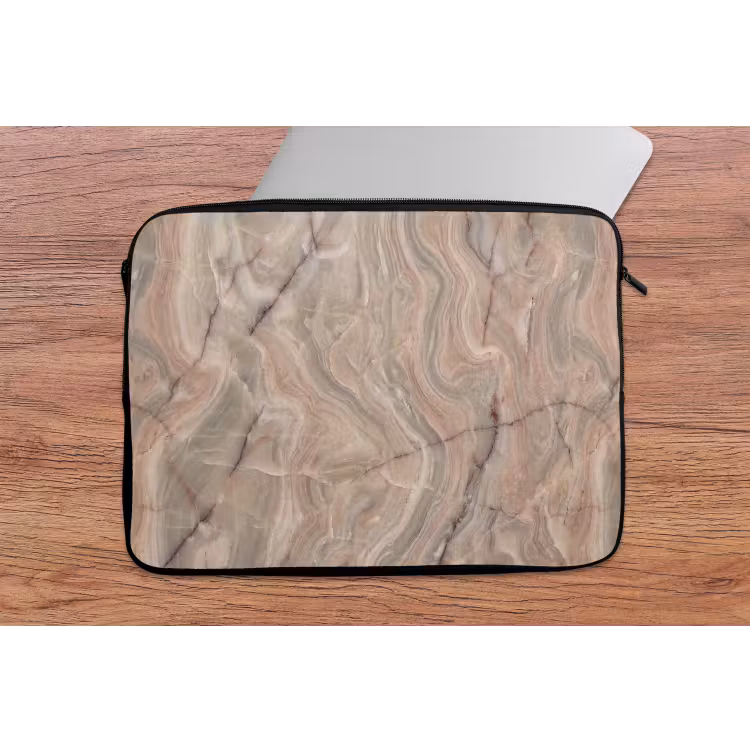 Marmer - Patroon - Abstract - Beige - Groen laptophoes neopreen klein -tafel