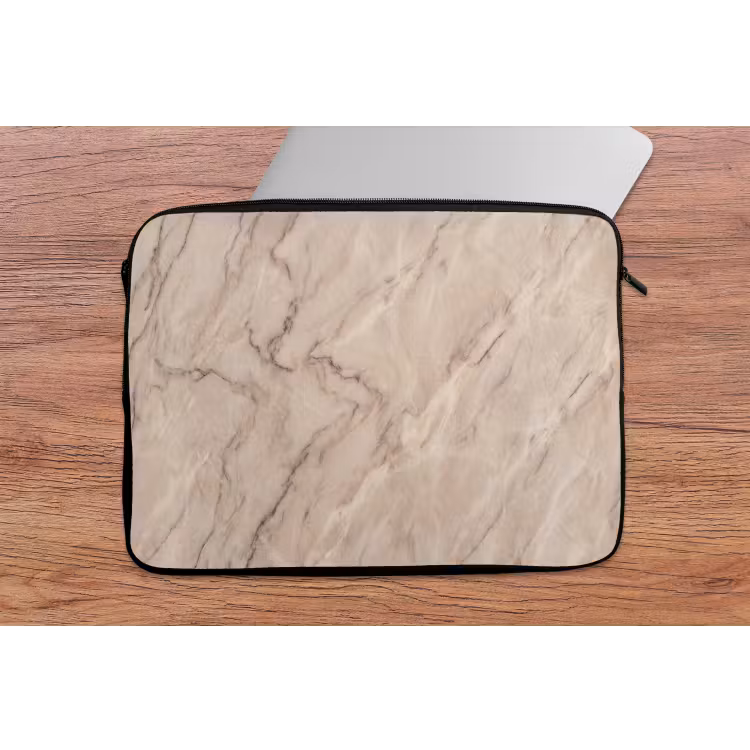 Marmer - Patroon - Abstract - Modern - Beige laptophoes neopreen klein -tafel