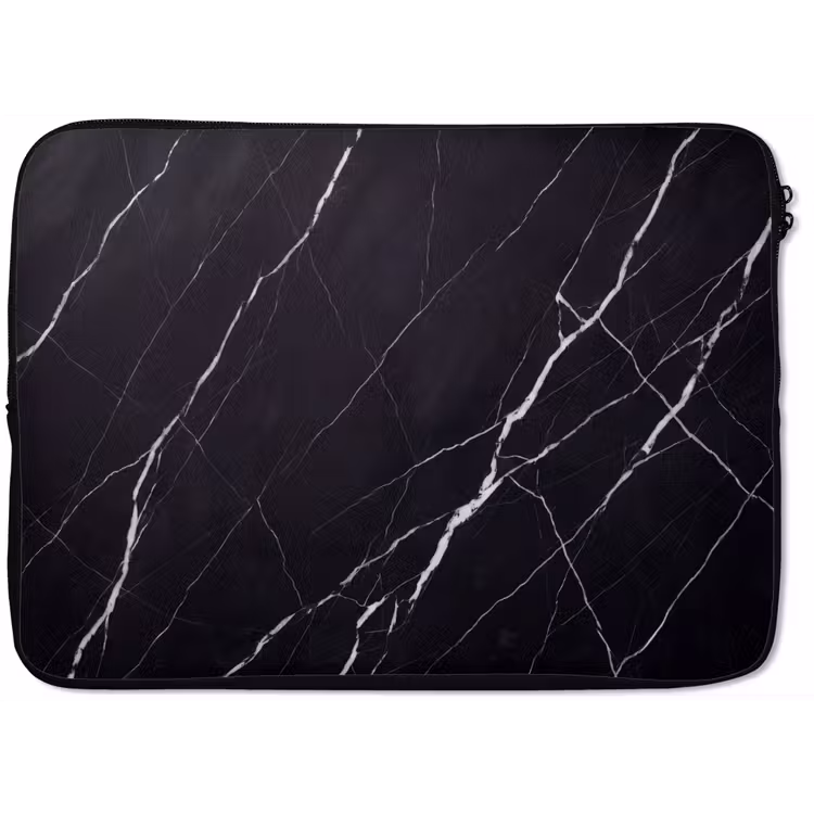 Marmer - Patroon - Abstract - Modern - Zwart laptophoes neopreen klein -zkaufland3dotto