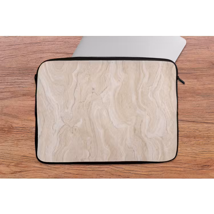 Marmer - Patroon - Beige - Steen - Abstract laptophoes neopreen klein -tafel