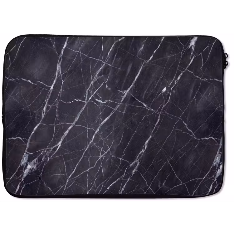 Marmer - Patroon - Modern - Zwart - Wit laptophoes neopreen klein -zkaufland3dotto