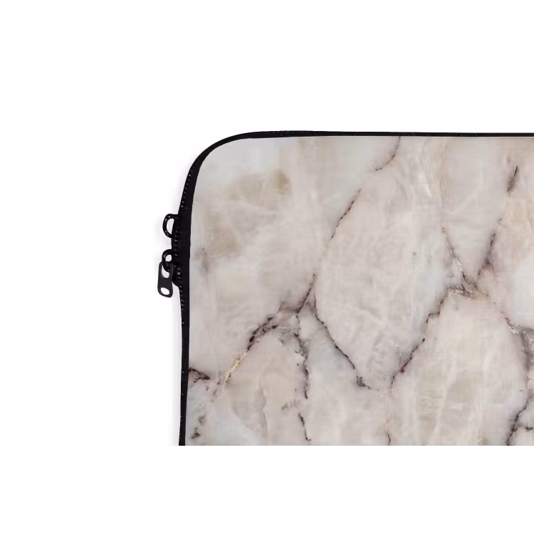 Marmer - Textuur - Abstract - Wit - Bruin laptophoes neopreen klein -detail