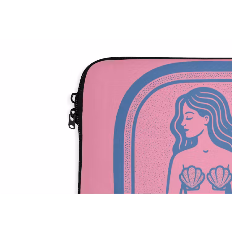 Meermin - Sardineblik - Illustratie - Roze - Retro laptophoes neopreen klein -detail