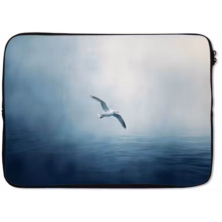 Meeuw - Wit - Zee - Mistig laptophoes neopreen klein -zkaufland3dotto