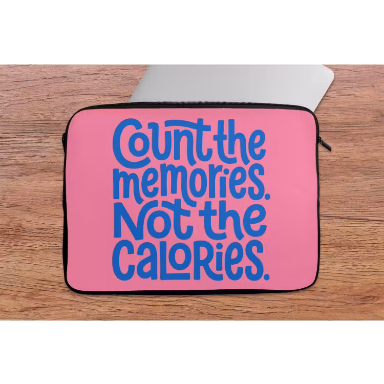 Memories - Roze - Blauw - Quote laptophoes neopreen klein -tafel