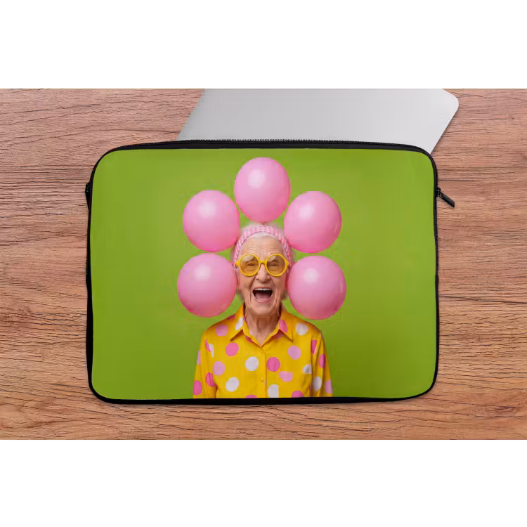 Mens - Ballonnen - Feest - Kleurrijk - Roze laptophoes neopreen klein -tafel