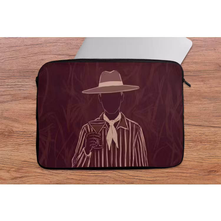 Mens - Hoed - Cocktail - Abstract - Bruin laptophoes neopreen klein -tafel