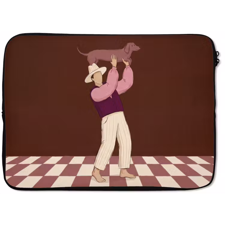 Mens - Hond - Dieren - Abstract - Roze laptophoes neopreen klein -zkaufland3dotto