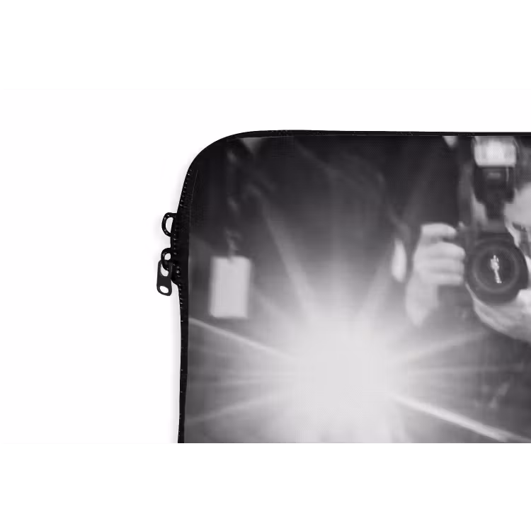 Mensen - Camera - Flitslicht - Zwart-wit - Media laptophoes neopreen klein -detail