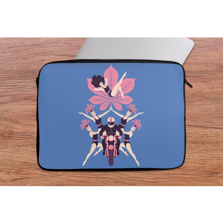 Mensen - Dans - Motor - Retro - Roze laptophoes neopreen klein -tafel