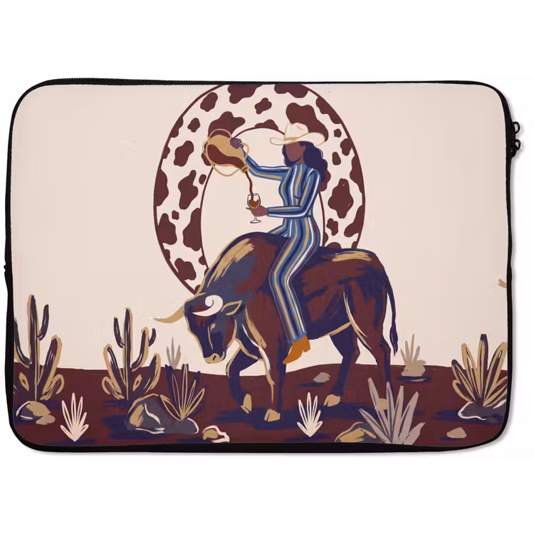 Mensen - Dieren - Cowboy - Abstract - Kleurrijk laptophoes neopreen klein -zkaufland3dotto