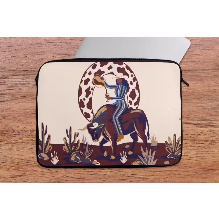 Mensen - Dieren - Cowboy - Abstract - Kleurrijk laptophoes neopreen klein -tafel