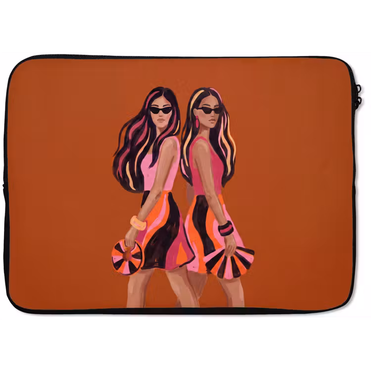 Mensen - Duo - Mode - Illustratie - Kleurrijk laptophoes neopreen klein -zkaufland3dotto