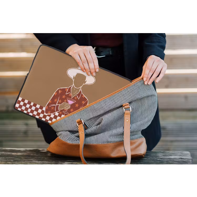 Mensen - Hoed - Cocktail - Abstract - Modern laptophoes neopreen klein -tas