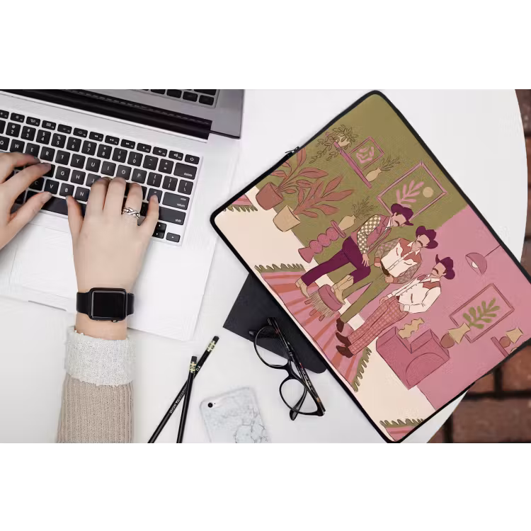 Mensen - Mannen - Hoeden - Retro - Interieur laptophoes neopreen klein -bureau