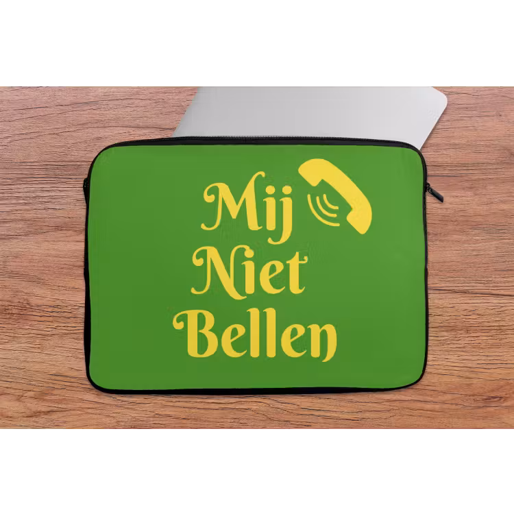 Mij niet bellen - Telefoon - Groen laptophoes neopreen klein -tafel