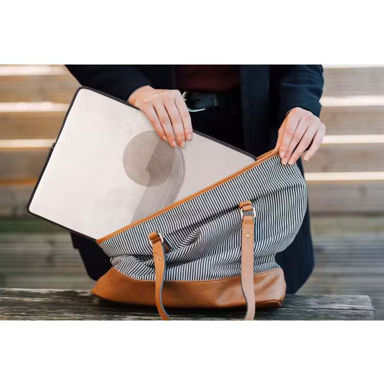 Minimalistisch - Cirkel - Lichtgrijs laptophoes neopreen klein -tas