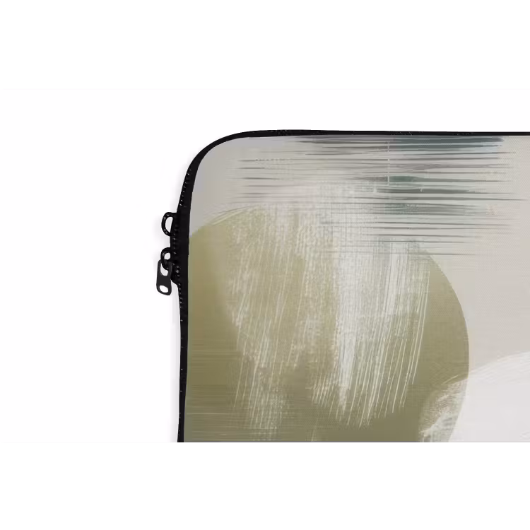 Minimalistisch - Cirkels - Penseelstreken - Beige laptophoes neopreen klein -detail