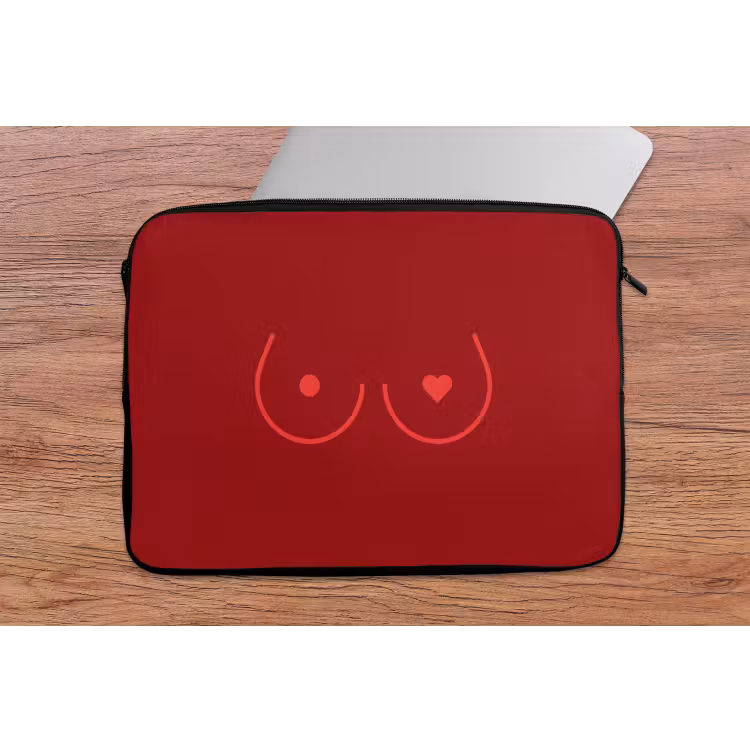 Minimalistisch - Lijnillustratie - Rood laptophoes neopreen klein -tafel
