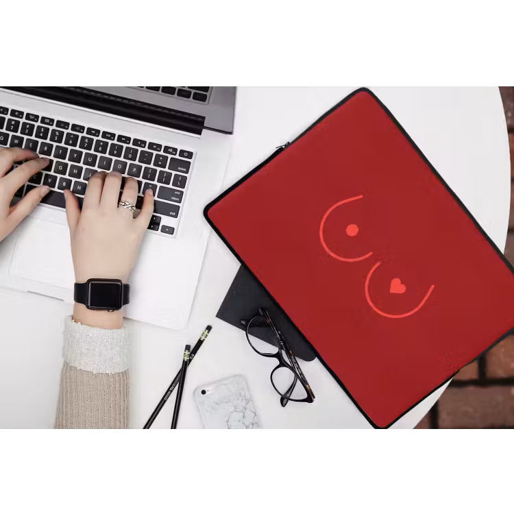 Minimalistisch - Lijnillustratie - Rood laptophoes neopreen klein -bureau