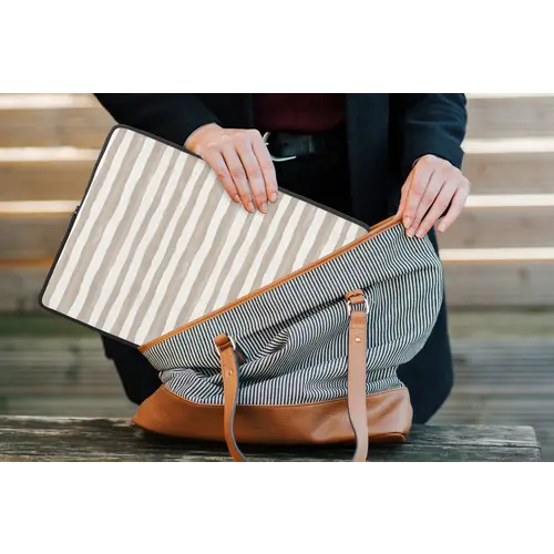 Minimalistisch - Strepen - Beige laptophoes neopreen klein 279 -tas