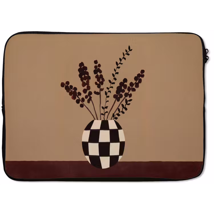 Minimalistisch - Vaas - Bloemen - Bruin laptophoes neopreen klein -zkaufland3dotto