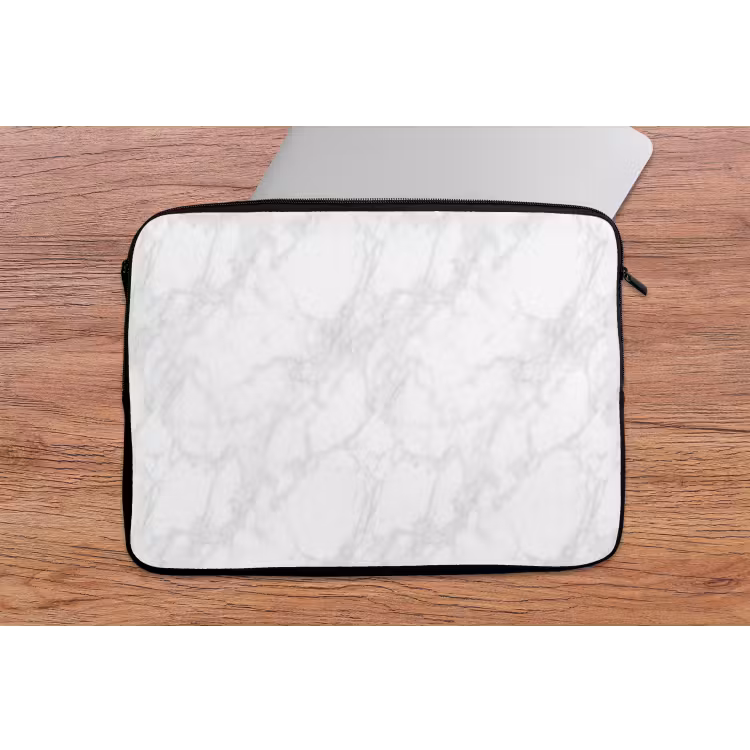 Minimalistisch - Wit - Grijze aders laptophoes neopreen klein 279 -tafel