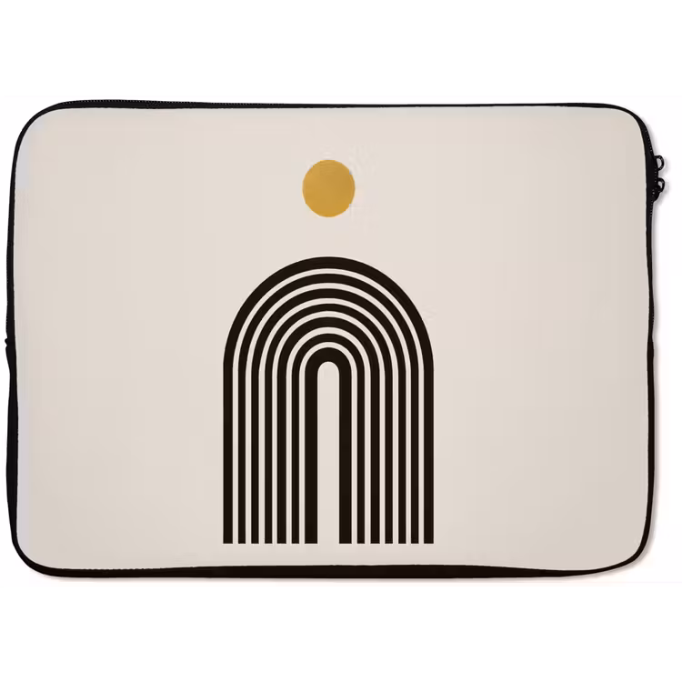 Minimalistisch - Zwarte boog - Gouden cirkel laptophoes neopreen klein -zkaufland3dotto