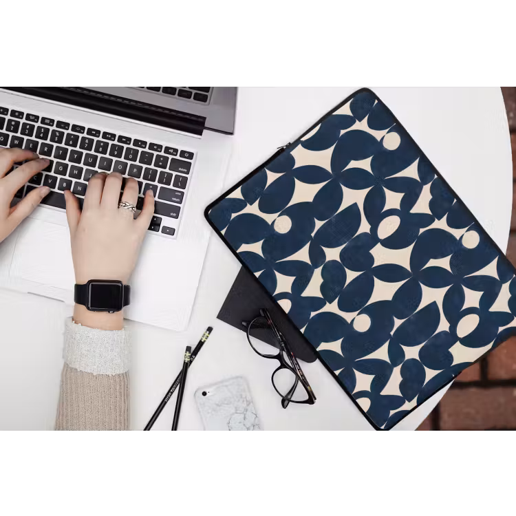 Modern - Geometrisch - Blauw laptophoes neopreen klein 279 -bureau
