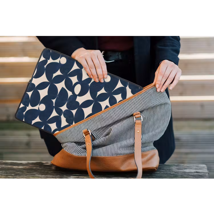 Modern - Geometrisch - Blauw laptophoes neopreen klein 279 -tas