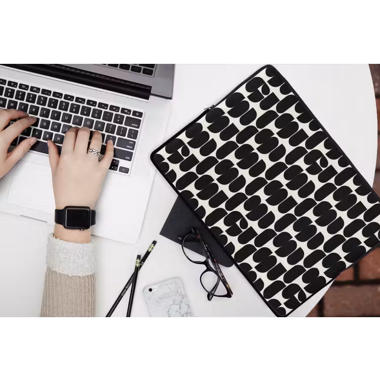 Modern - Patroon - Zwart laptophoes neopreen klein 279 -bureau