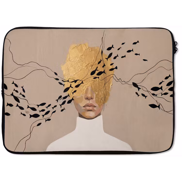 Modern - Vrouw - Goud laptophoes neopreen klein -zkaufland3dotto