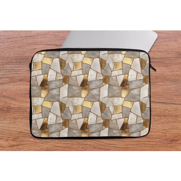 Mozaïek - Marmer - Goud laptophoes neopreen klein 279 -tafel