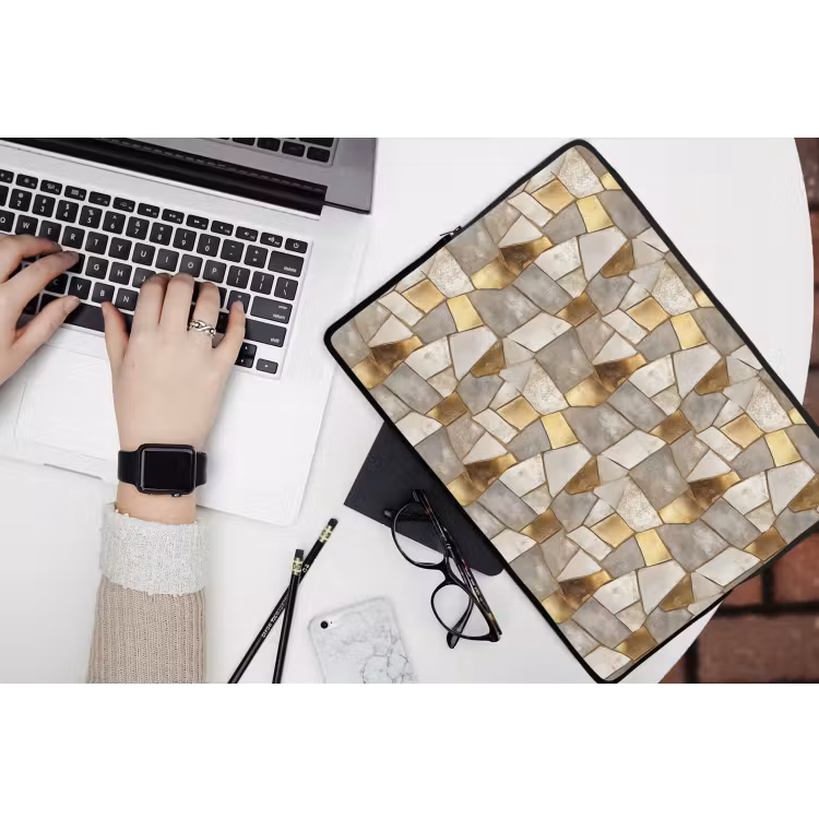 Mozaïek - Marmer - Goud laptophoes neopreen klein 279 -bureau