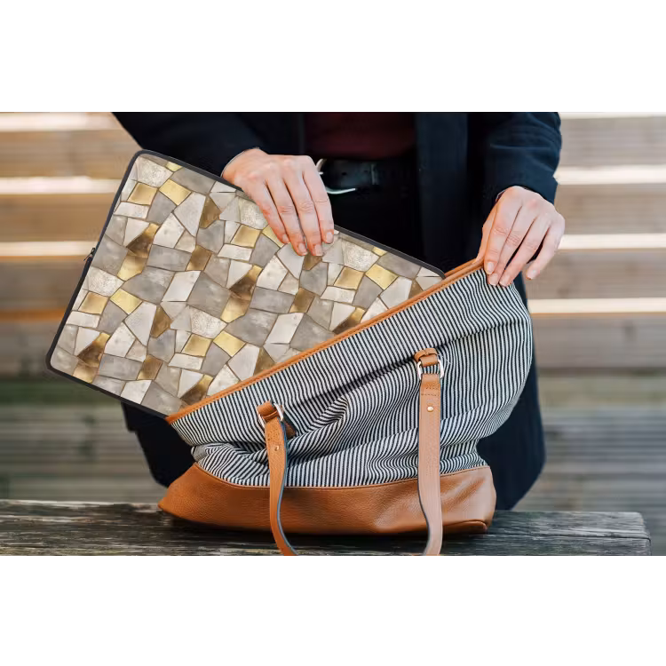Mozaïek - Marmer - Goud laptophoes neopreen klein 279 -tas