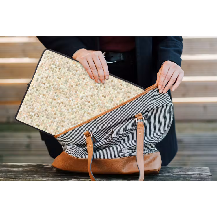 Mozaïek - Patroon - Beige laptophoes neopreen klein 279 -tas