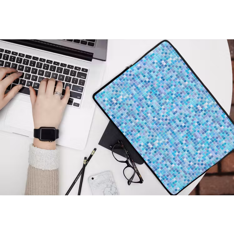 Mozaïek - Patroon - Turquoise laptophoes neopreen klein 279 -bureau
