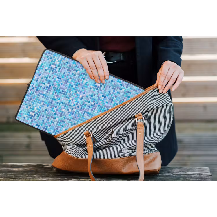 Mozaïek - Patroon - Turquoise laptophoes neopreen klein 279 -tas