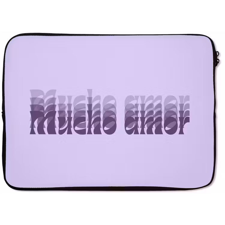 Mucho amor - Paars - Gelaagde letters laptophoes neopreen klein -zkaufland3dotto