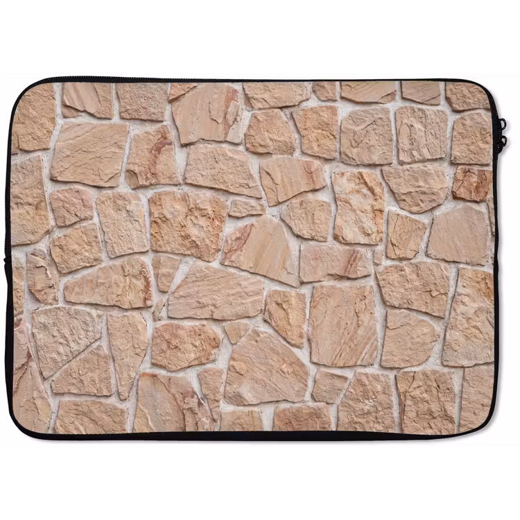 Muur - Steen - Patroon - Rustiek - Beige laptophoes neopreen klein -zkaufland3dotto