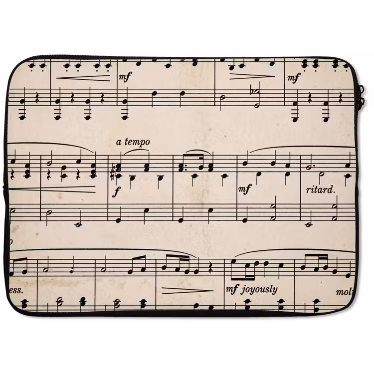 Muzieknotatie - Notenbalken - Kunst - Klassiek - Beige laptophoes neopreen klein -zkaufland3dotto