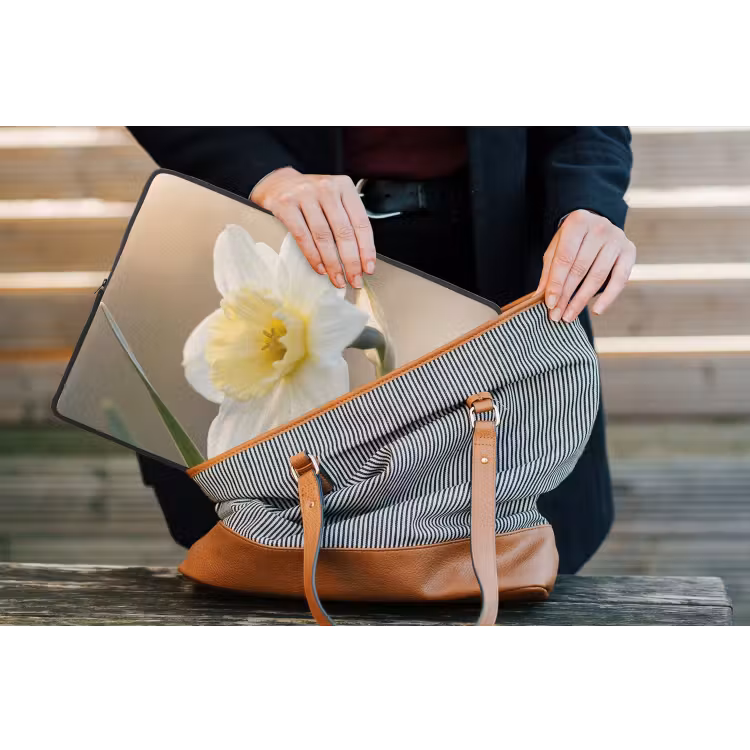 Narcis - Bloem - Minimalistisch laptophoes neopreen klein -tas