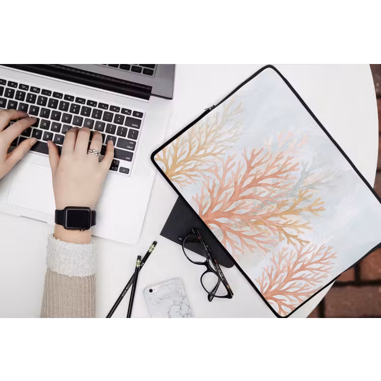 Natuur - Abstract - Aquarel - Organisch - Warm laptophoes neopreen klein -bureau
